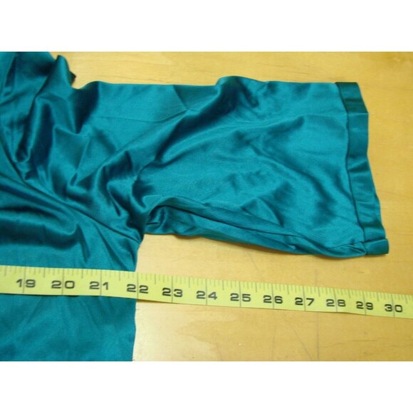 Vanity Fair Women Size M Teal Embroidered Button Front Nightgown Robe 3/4 Sleeve - Picture 9 of 10